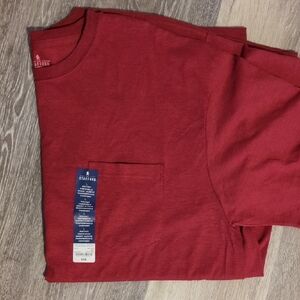 Stafford Men's Heathered Red Short Sleeve Pocket Tee